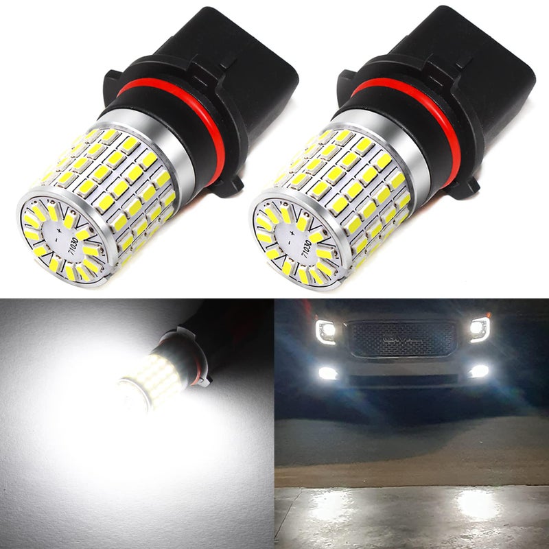 PHINLION PSX26W 12278 LED Fog Lights, PWY26W H28W LED DRL Bulbs, 2000 Lumens Super Bright 3014 72-SMD 12278C1 12V Car Fog Lamps, 6000K Xenon White - Image 1